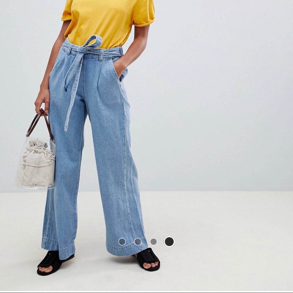 New Look Petite Wide Leg Jeans - Blue